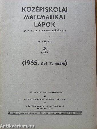 Középiskolai matematikai lapok 1965/7.