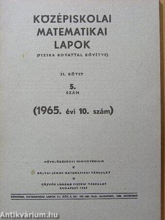 Középiskolai matematikai lapok 1965/10.