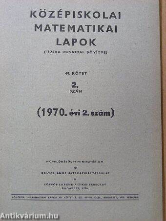 Középiskolai matematikai lapok 1970/2.