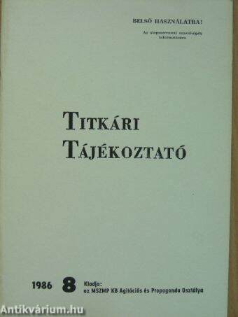 Titkári tájékoztató 1986/8.