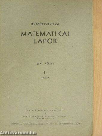 Középiskolai matematikai lapok 1958. január