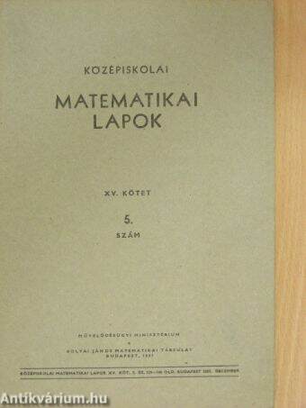 Középiskolai matematikai lapok 1957. évi 5. szám