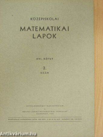 Középiskolai matematikai lapok 1958. március