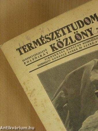 Természettudományi Közlöny 1940. (nem teljes évfolyam)/Pótfüzet a Természettudományi Közlönyhöz 1940. (nem teljes évfolyam)