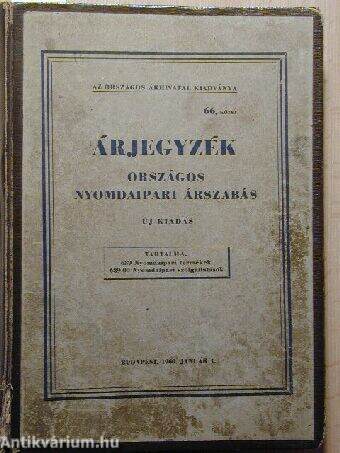 Árjegyzék - Országos Nyomdaipari Árszabás