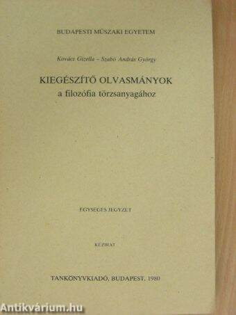 Kiegészítő olvasmányok a filozófia törzsanyagához