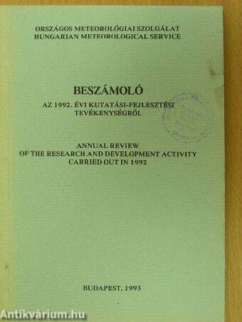 Beszámoló az 1992. évi kutatási-fejlesztési tevékenységről