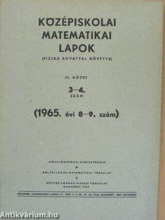 Középiskolai matematikai lapok 1965/8-9.