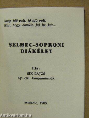 Selmec-soproni diákélet (minikönyv) - Plakettel