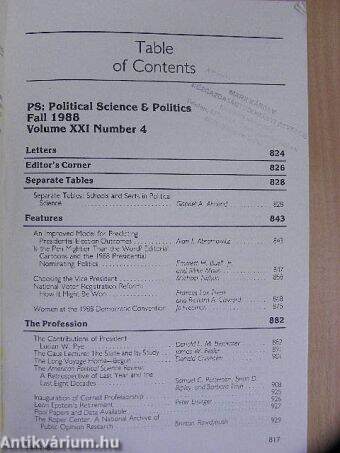 PS Political Science - Fall 1988