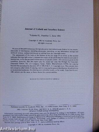 Journal of Colloid and Interface Science, June 1981