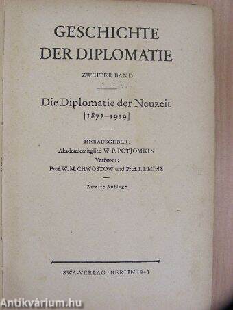 Geschichte der Diplomatie II.