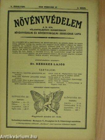 Növényvédelem 1929. február 15.