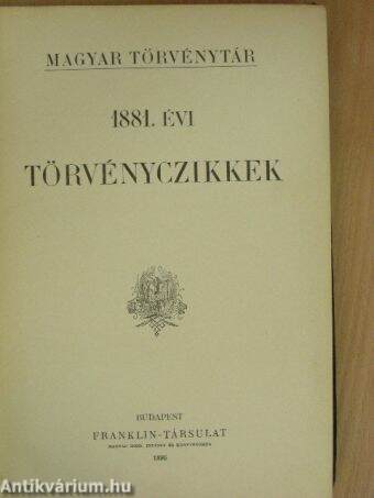 1881. évi törvényczikkek