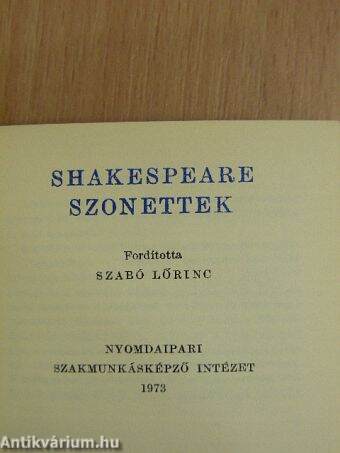 Shakespeare szonettek (minikönyv) (számozott)