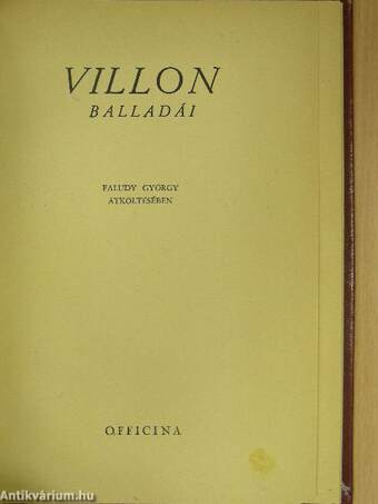 Villon balladái Faludy György átköltésében