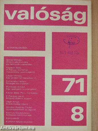 Valóság 1971. augusztus