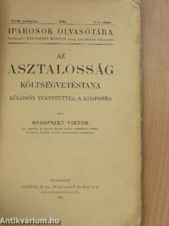 Az asztalosság költségvetéstana különös tekintettel a kisiparra