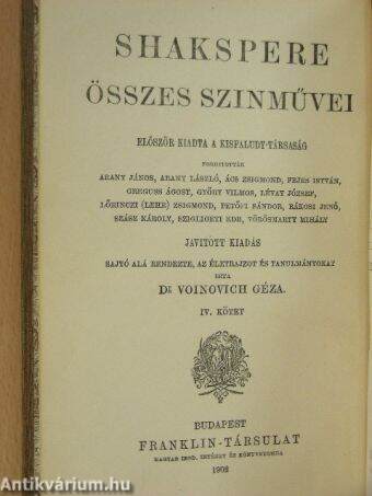 Shakspere történeti szinművei II. (töredék)