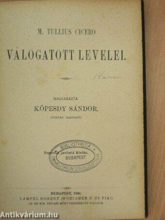 M. Tullius Cicero válogatott levelei