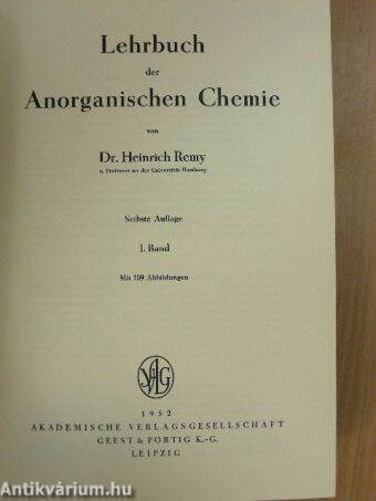 Lehrbuch der Anorganischen Chemie 1.