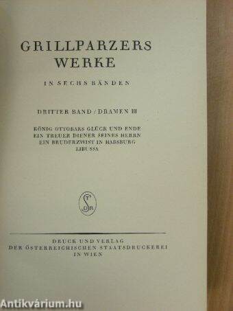 Grillparzers Werke III.