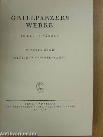 Grillparzers Werke IV.