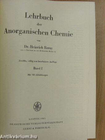 Lehrbuch der Anorganischen Chemie 1.