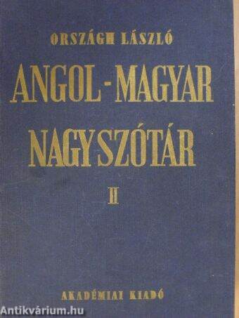 Angol-magyar nagyszótár II. (töredék)