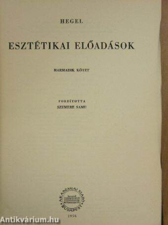 Esztétikai előadások III. (töredék)