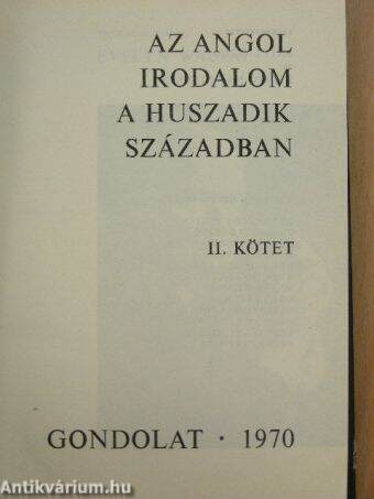 Az angol irodalom a huszadik században II.