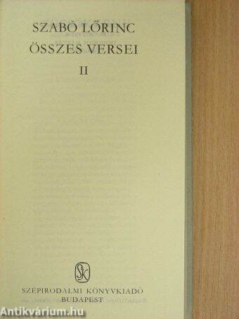 Szabó Lőrinc összes versei II. (töredék)