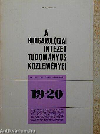 A Hungarológiai Intézet tudományos közleményei, 1974. június-szeptember