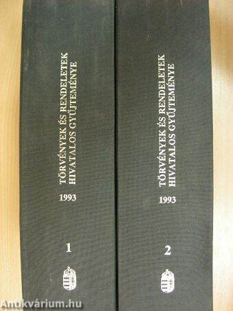 Törvények és rendeletek hivatalos gyűjteménye 1993. 1-2.