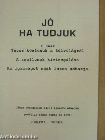 Jó ha tudjuk I.