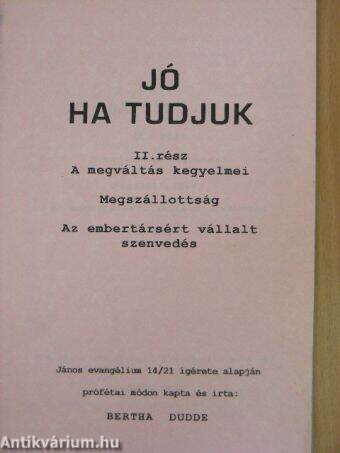 Jó ha tudjuk II.