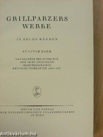 Grillparzers Werke V.