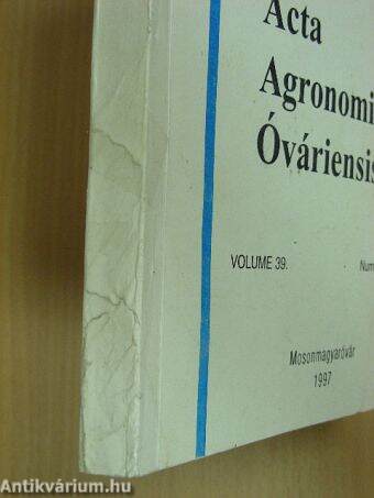 Acta Agronomica Óváriensis Volume 39. Number 1-2.