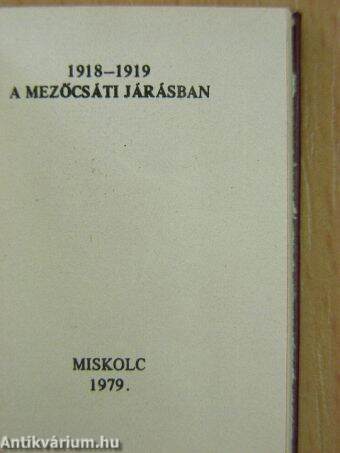1918-1919 a mezőcsáti járásban (minikönyv) (számozott)
