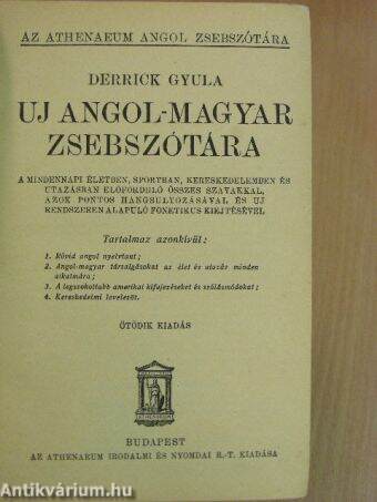 Derrick Gyula uj angol-magyar zsebszótára