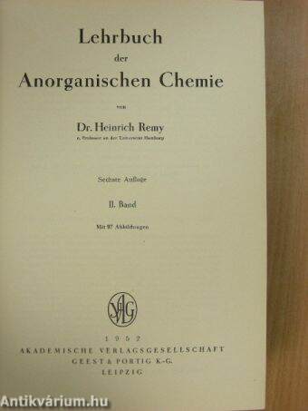 Lehrbuch der Anorganischen Chemie II.