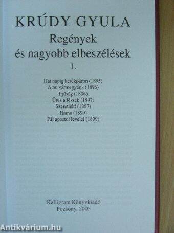 "22 kötet a Krúdy Gyula összegyűjtött művei sorozatból (nem teljes sorozat)"