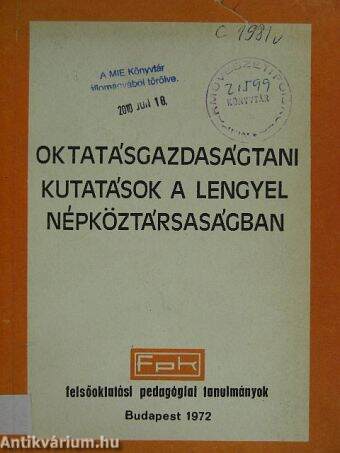 Oktatásgazdaságtani kutatások a Lengyel Népköztársaságban