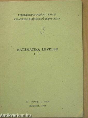 Matematika levelek I-IV.