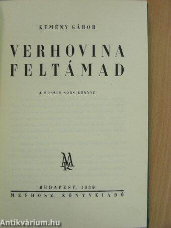 Verhovina feltámad (Tiltólistás kötet)