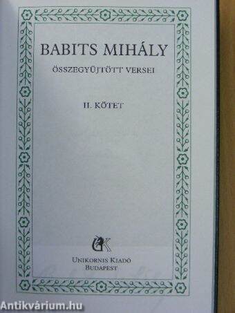 Babits Mihály összegyűjtött versei II. (töredék)