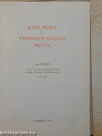 Karl Marx és Friedrich Engels művei 46/I. (töredék)