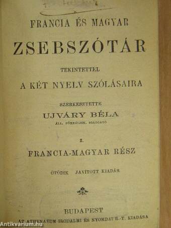 Francia és magyar zsebszótár/Magyar és francia zsebszótár I-II.