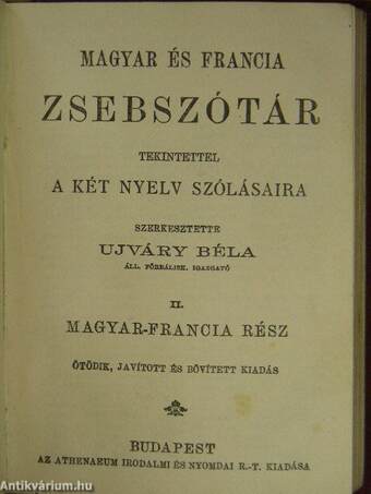 Francia és magyar zsebszótár/Magyar és francia zsebszótár I-II.