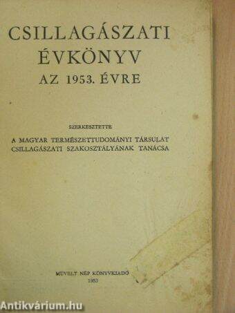 Csillagászati Évkönyv 1953.